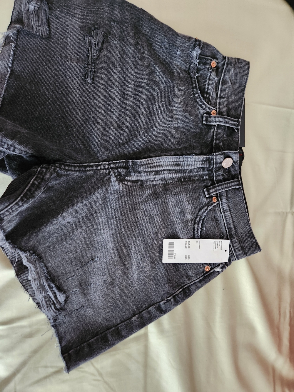 BDG Black Distressed High-Rise Denim Shorts